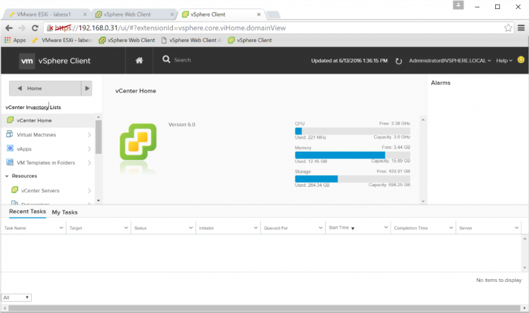 vSphere Web Client Fling running in Chrome on Windows Desktop