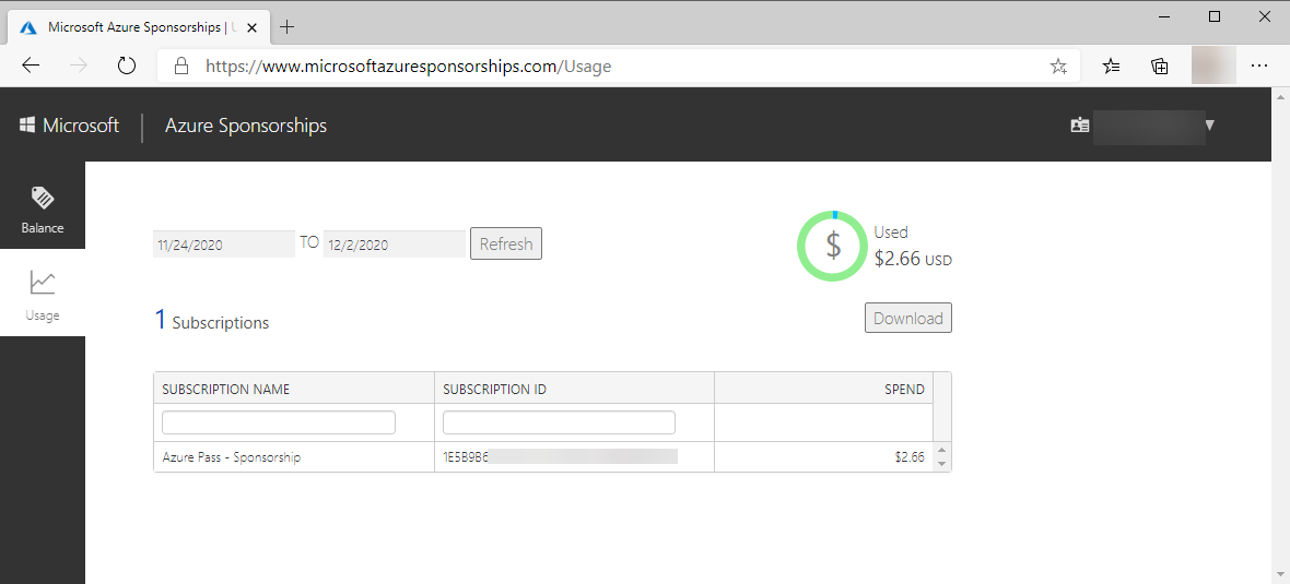 Microsoft Azure Sponsorship