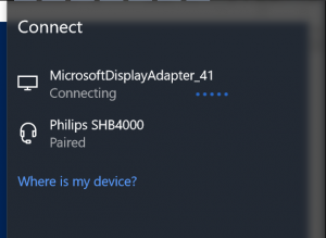 Connecting to the Wireless Display Adapter in Windows 10