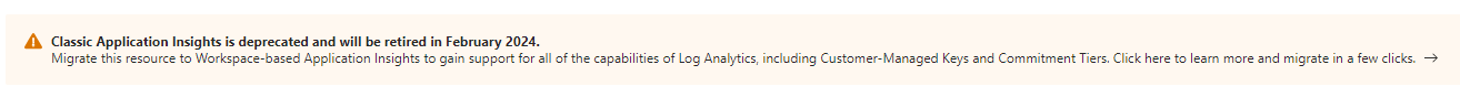 Application Insights Warning