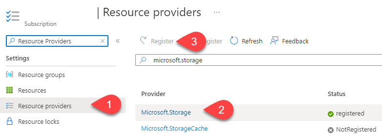 Use the Azure Portal to register a Resource Provider