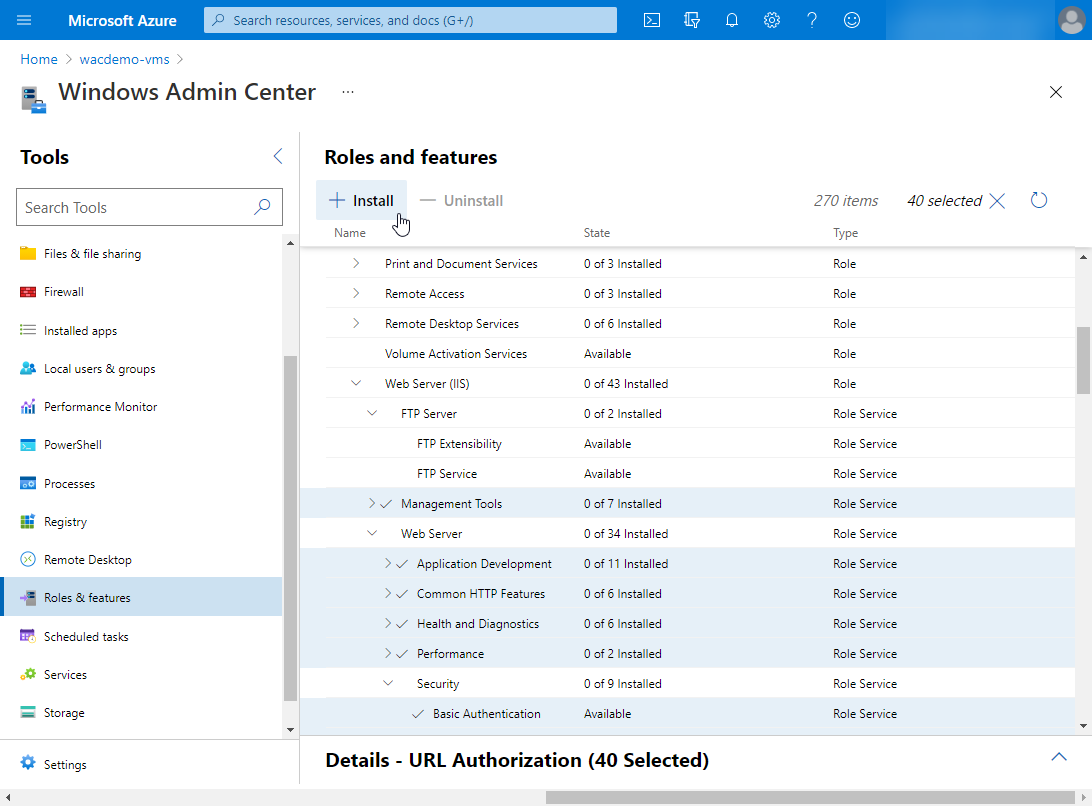 Windows Admin Center in Azure Portal